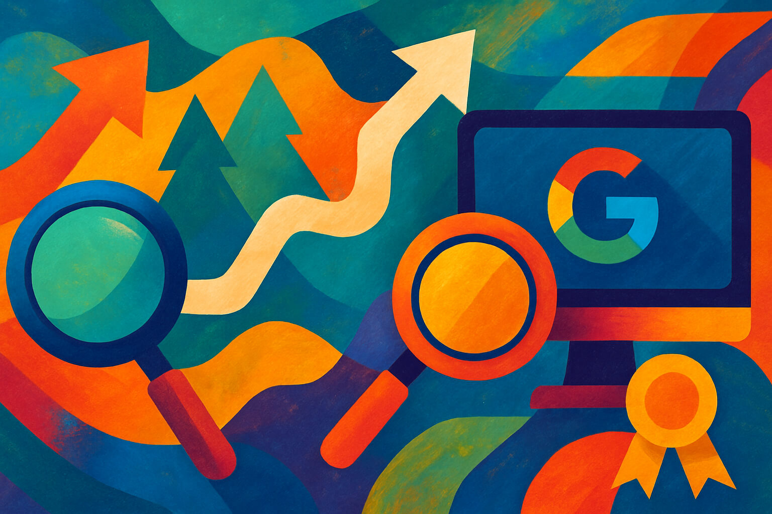 Abstract art showing Google Ads vs Local SEO for service businesses, symbolizing balance, clarity, and sustainable marketing growth.