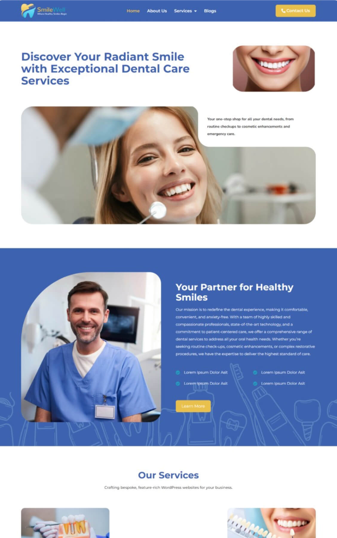 Website design foundation for a dental practice