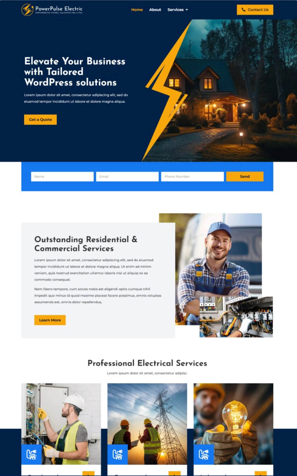 Website design foundation for an electrical contractor