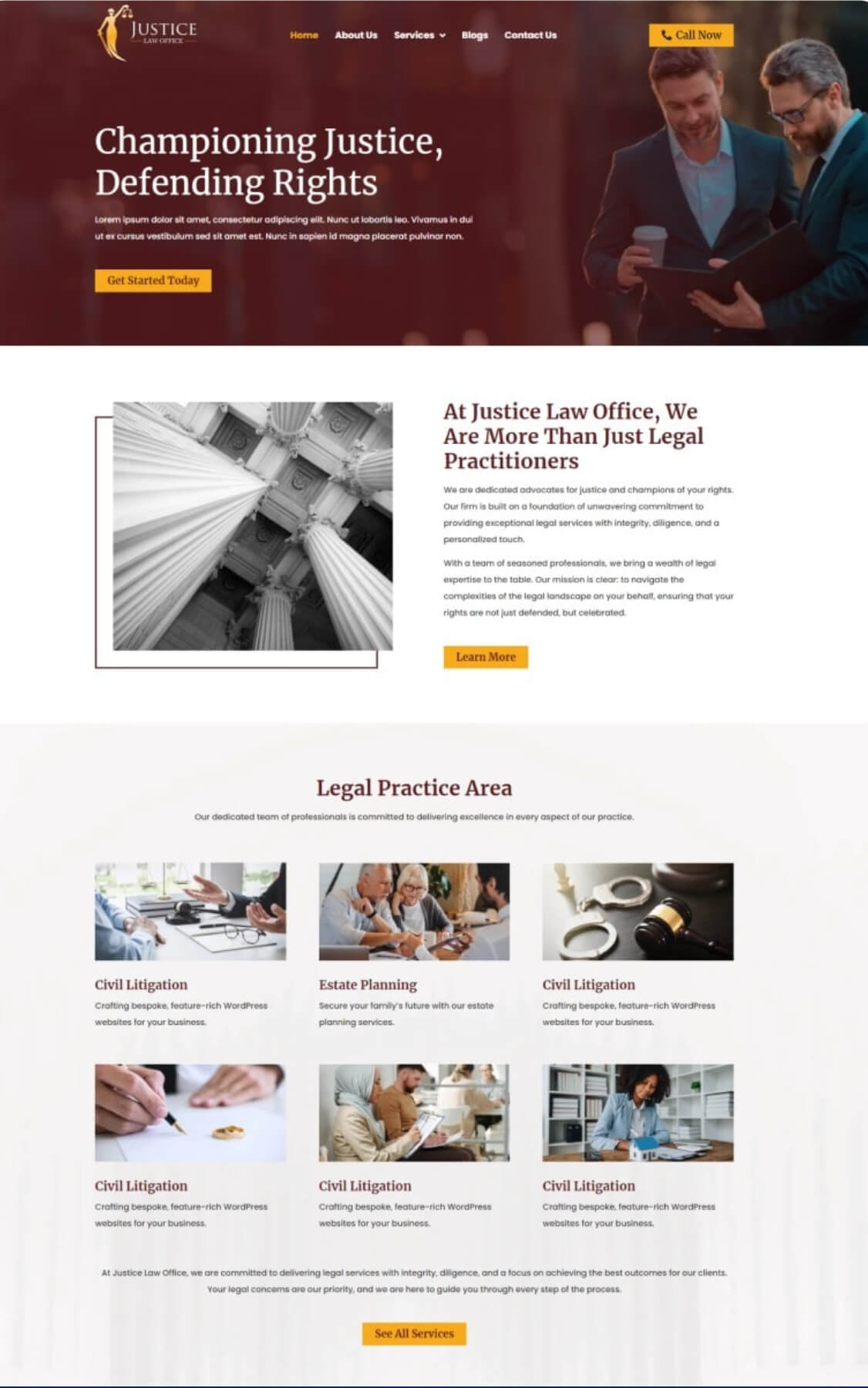 Website design foundation for a law firm