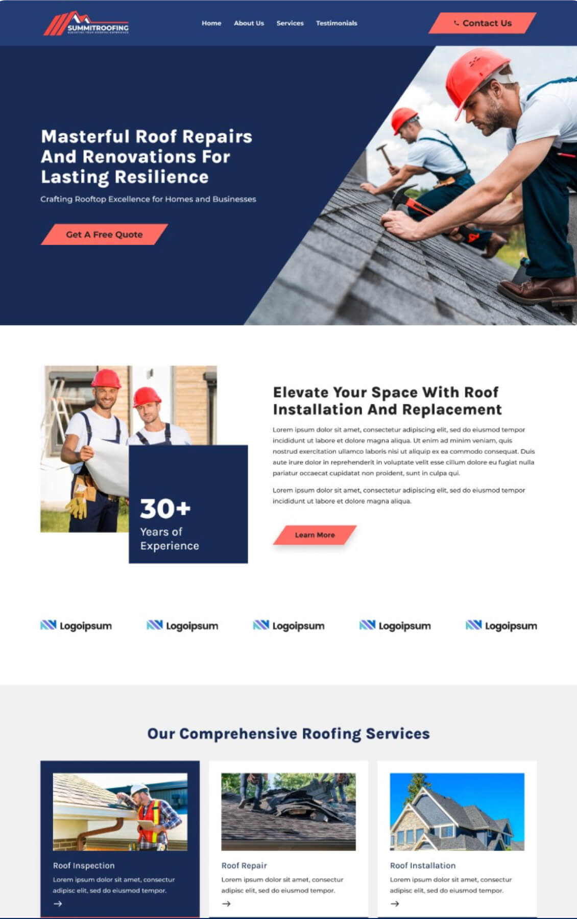 Website design foundation for a roofing contractor