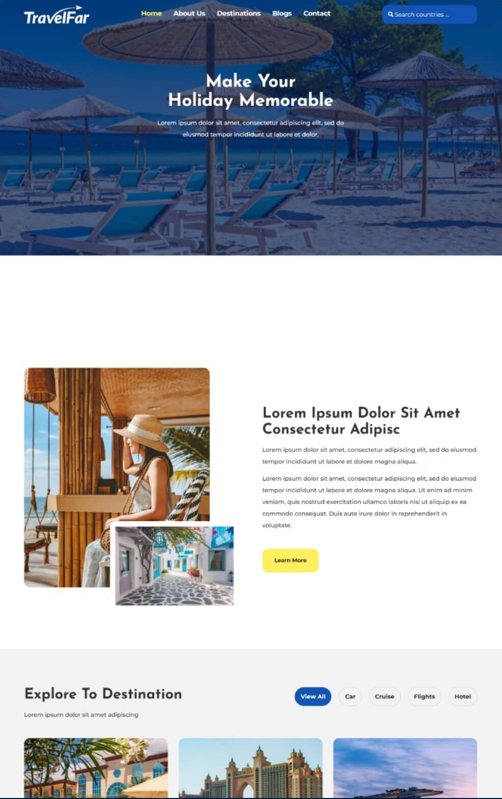 Website design foundation for a travel agency